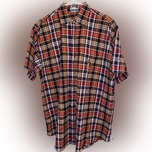 Walt Disney World Red Plaid Tigger Short Sleeve Button Down Size Large